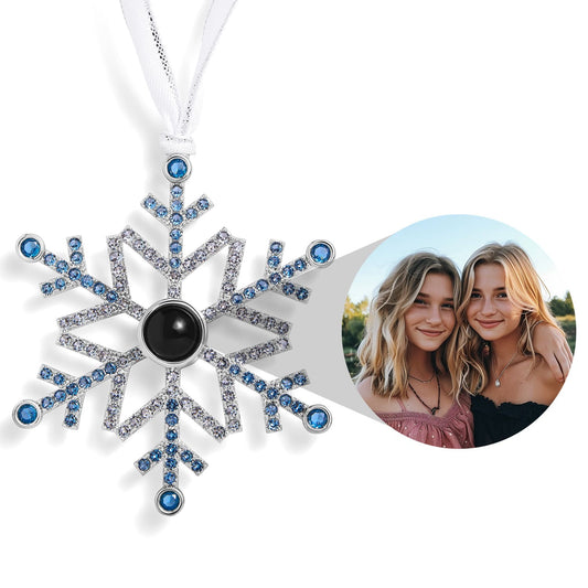 Personalized Blue Ombré Snowflake Photo Ornament